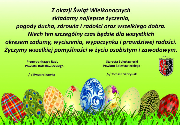 Życzenia Wielkanocne od Starosty Bolesławieckiego i Przewodniczącego Rady Powiatu